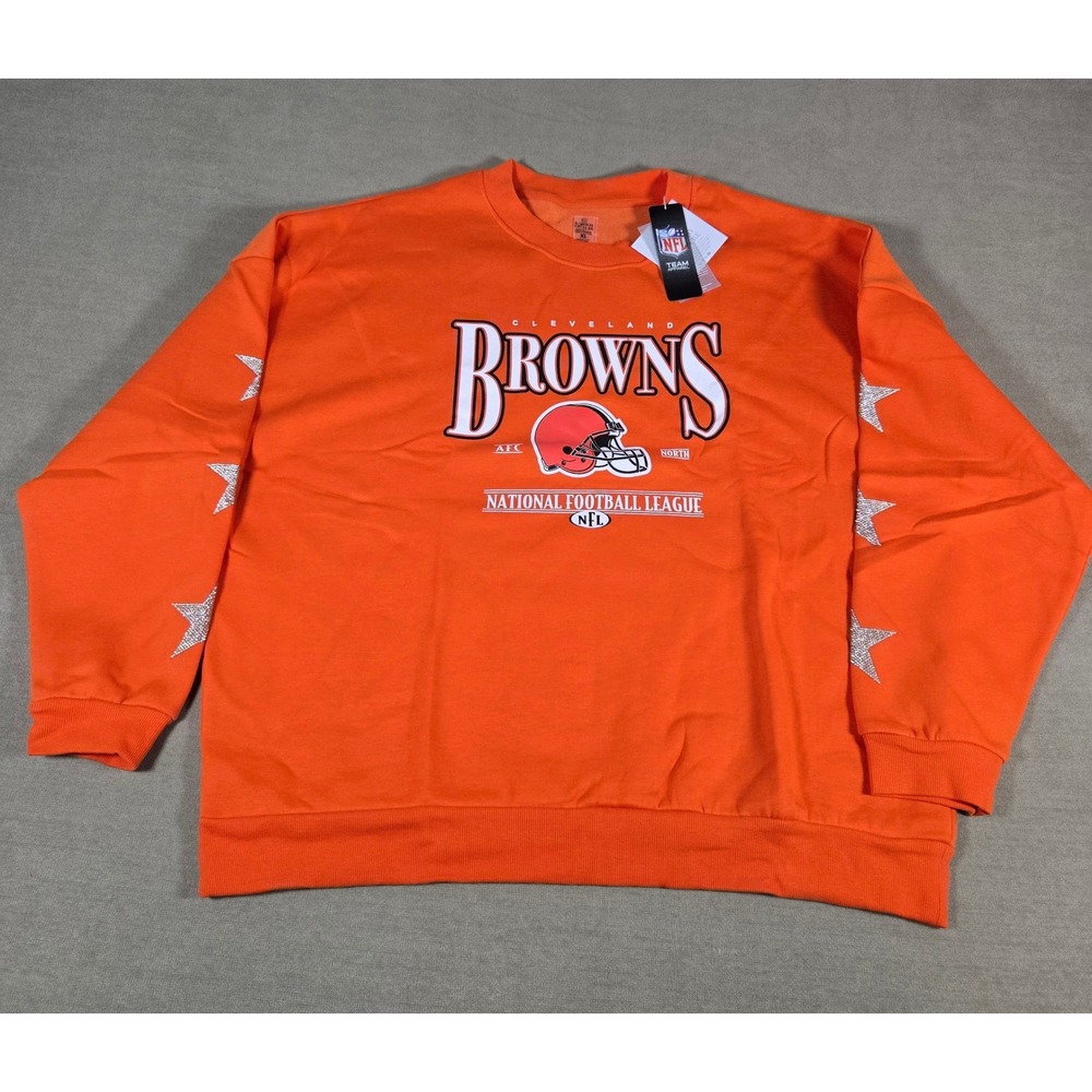 Gameday Couture Cleveland Browns NFL Orange Sweatshirt‎ Rhinestone Stars XL